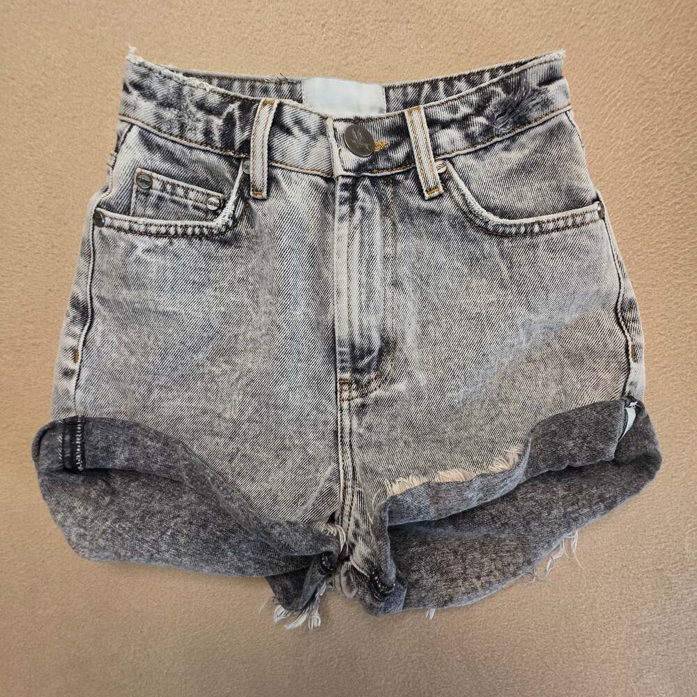 One Teaspoon High-Waist Bandits Cutoff Denim Shorts Faded Gray Sz 22